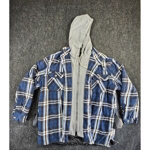 Stillwater Supply Co Flannel Hooded Jacket Men XL Multi Plaid Grunge Cotton